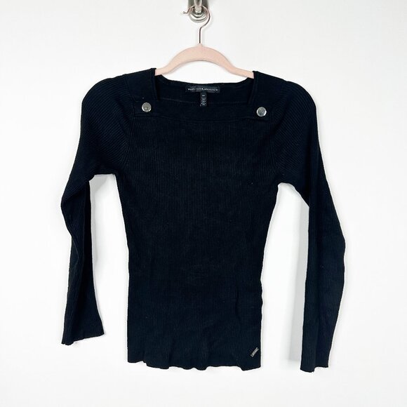 2/$30 White House Black Market Petite Square Neck Ribbed Sweater Studded #A0737 - Picture 3 of 7